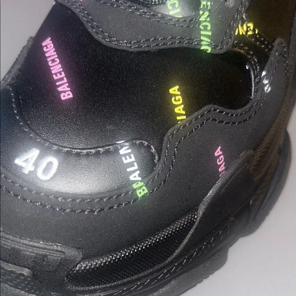 Balenciaga Black Sneakers with Colorful Logo Accents - Picture 6 of 10